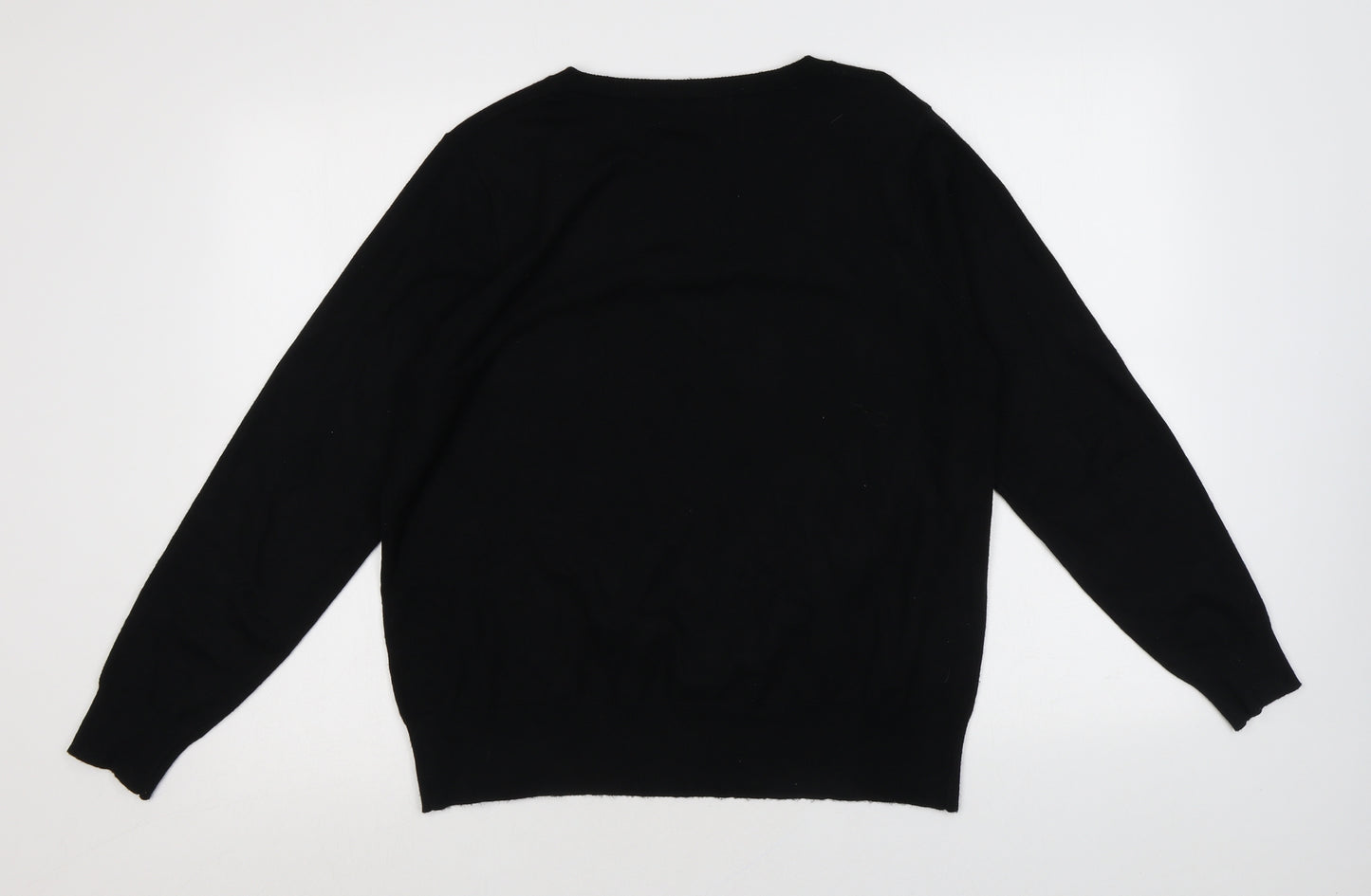 Very Womens Black Round Neck Geometric Viscose Pullover Jumper Size 18 - Star Pattern