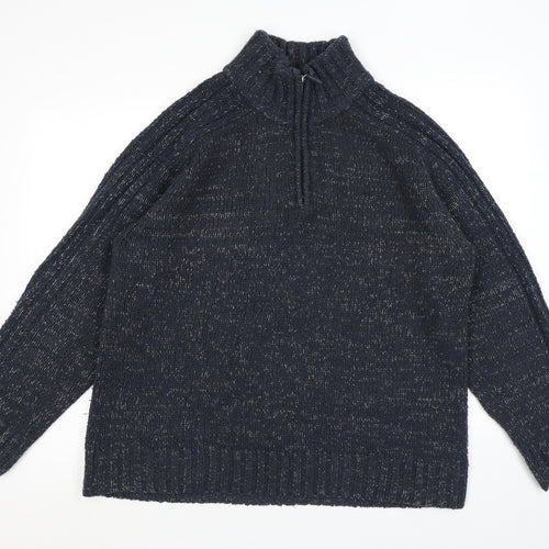 Stonebay Mens Blue Acrylic Henley Sweatshirt Size L