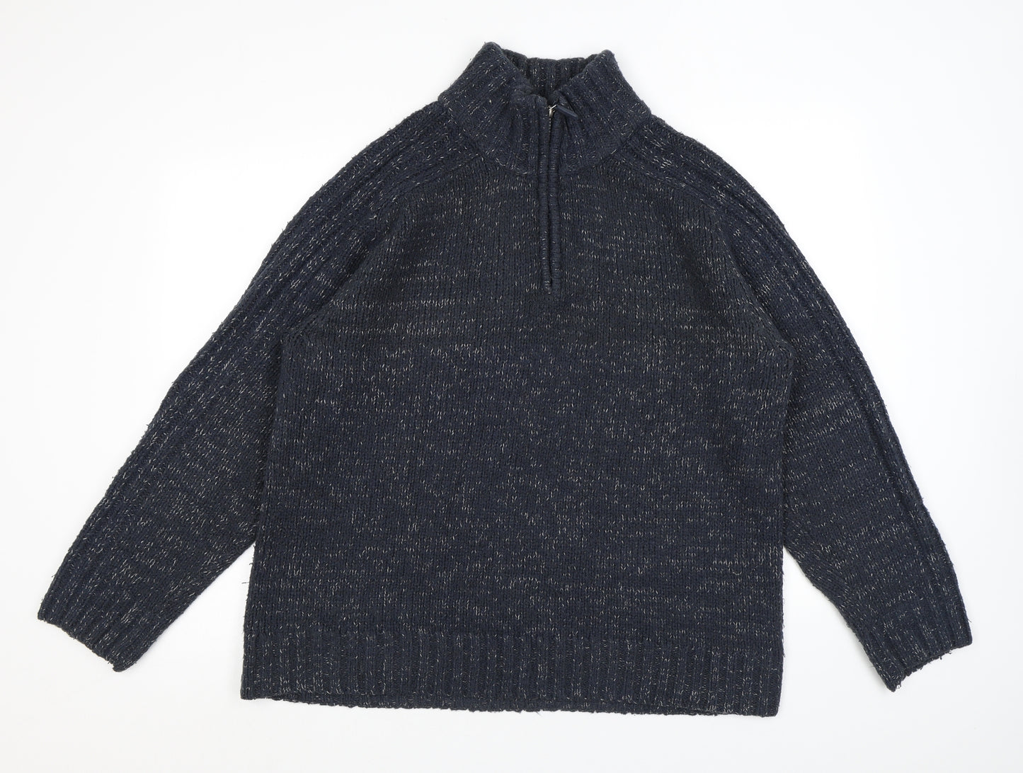 Stonebay Mens Blue Acrylic Henley Sweatshirt Size L