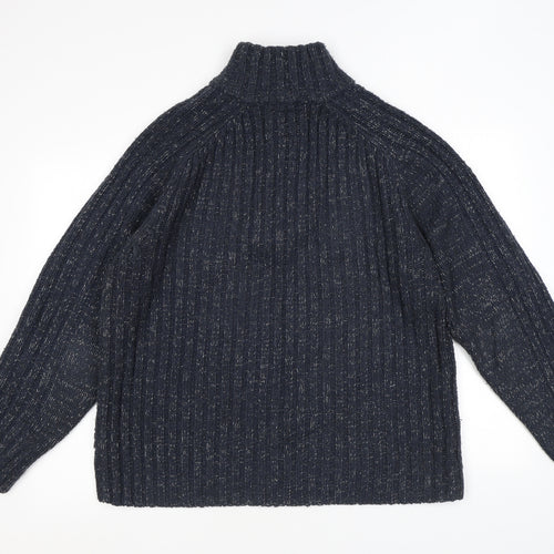 Stonebay Mens Blue Acrylic Henley Sweatshirt Size L
