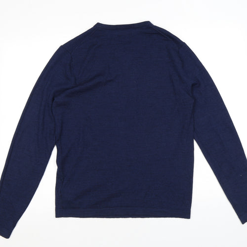 Fisk of Oslo Womens Blue V-Neck Wool Pullover Jumper Size M