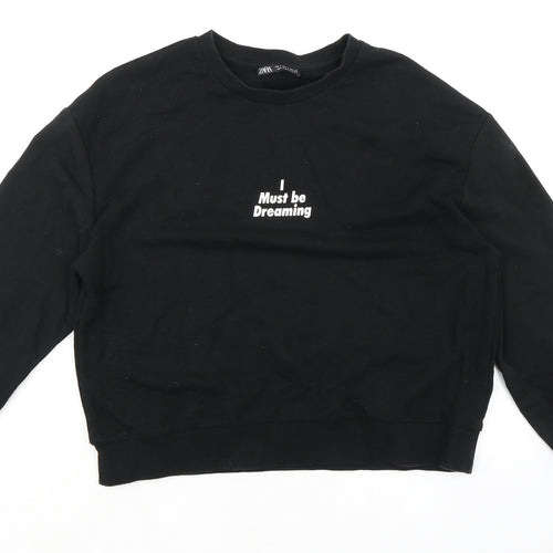 Zara Womens Black Cotton Pullover Sweatshirt Size S Pullover - I must be dreaming
