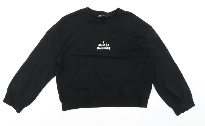 Zara Womens Black Cotton Pullover Sweatshirt Size S Pullover - I must be dreaming