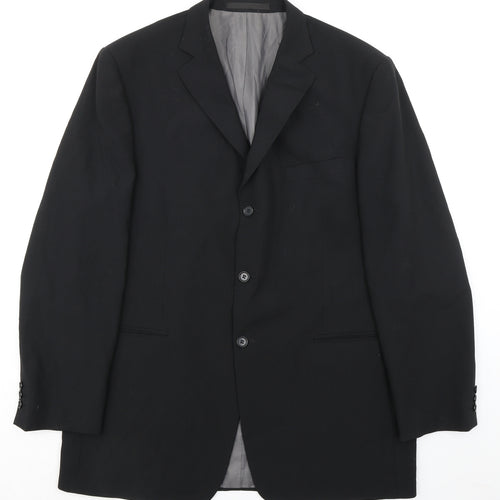 Marks and Spencer Mens Black Polyester Jacket Suit Jacket Size 44 Regular