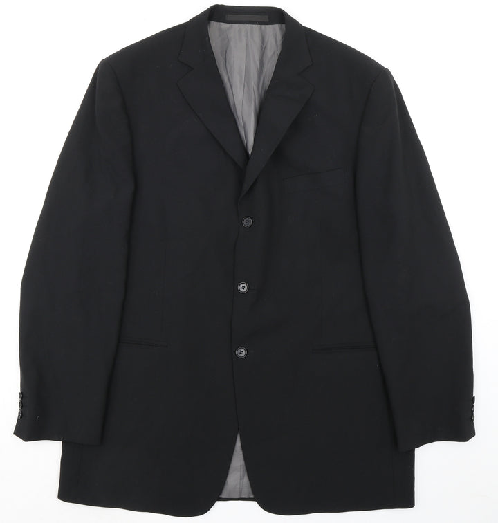 Marks and Spencer Mens Black Polyester Jacket Suit Jacket Size 44 Regular
