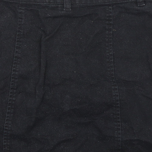 Monki Womens Black Cotton A-Line Skirt Size 6 Zip