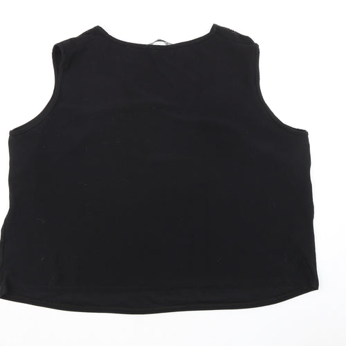 essence Womens Black Polyester Basic Tank Size 26 V-Neck