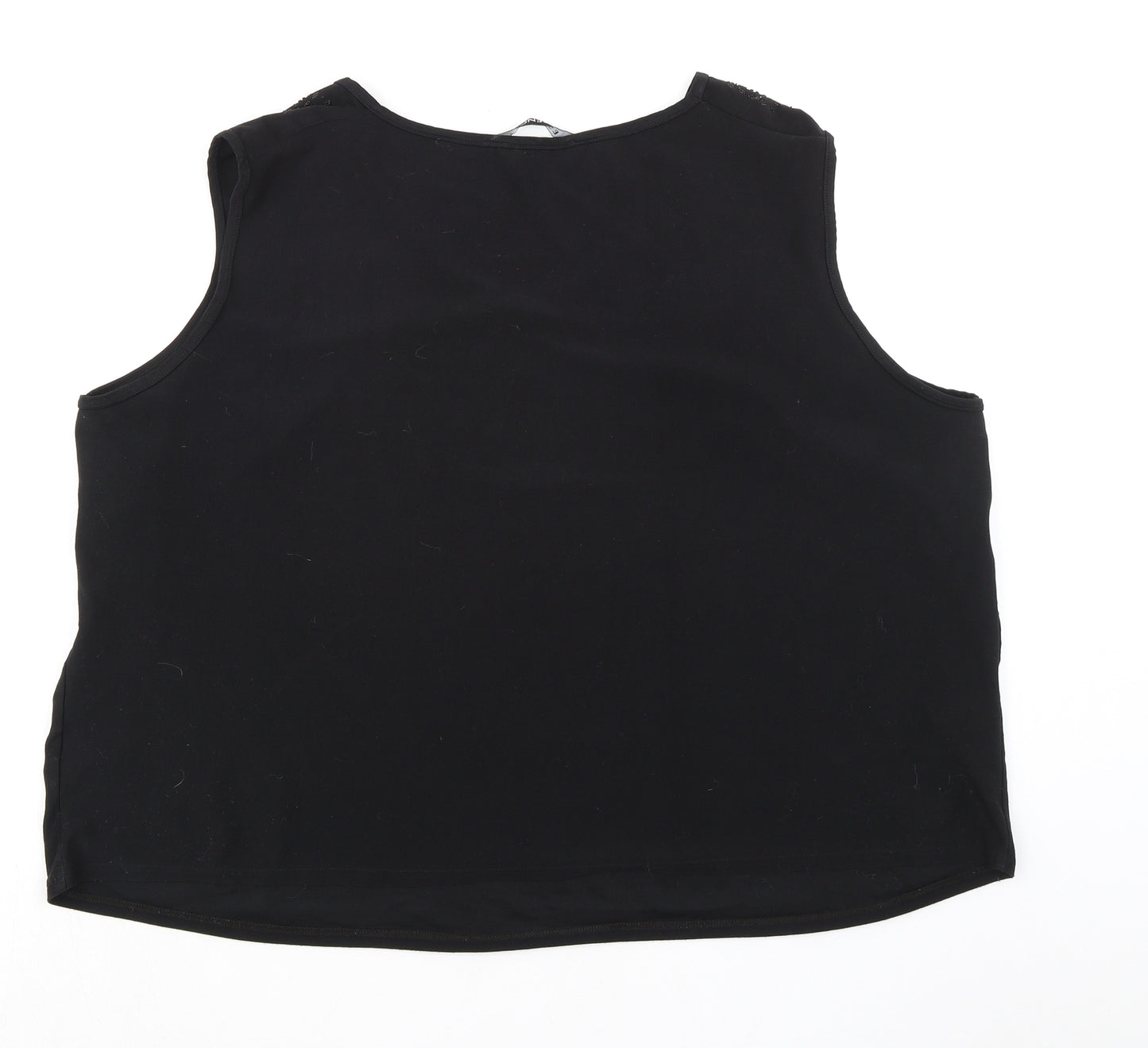 essence Womens Black Polyester Basic Tank Size 26 V-Neck