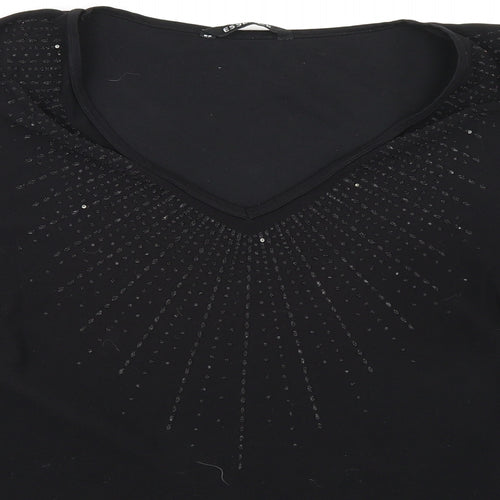 essence Womens Black Polyester Basic Tank Size 26 V-Neck
