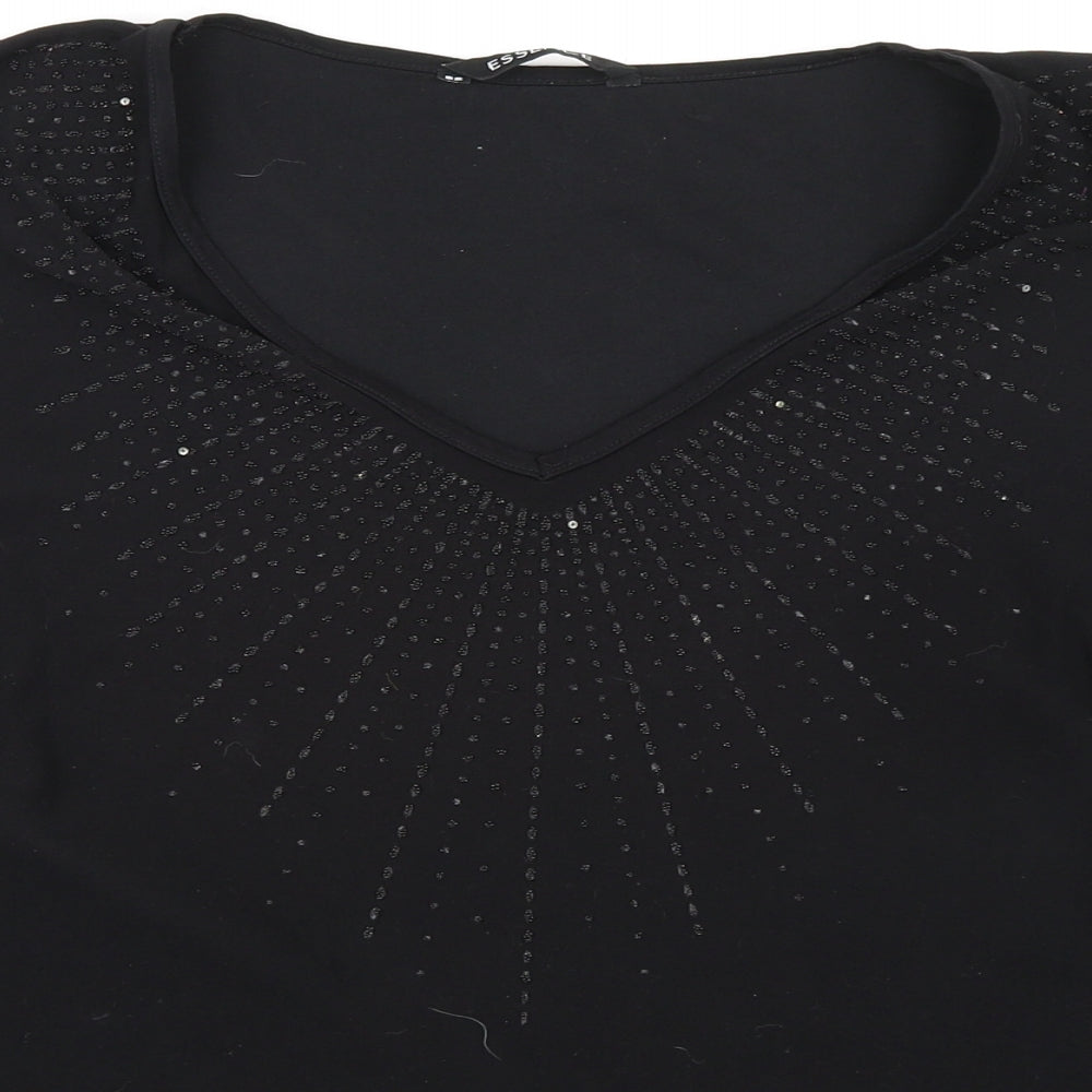 essence Womens Black Polyester Basic Tank Size 26 V-Neck