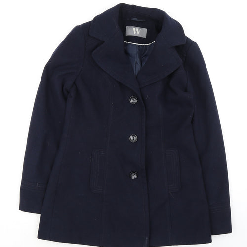 BHS Womens Blue Pea Coat Coat Size 10 Button