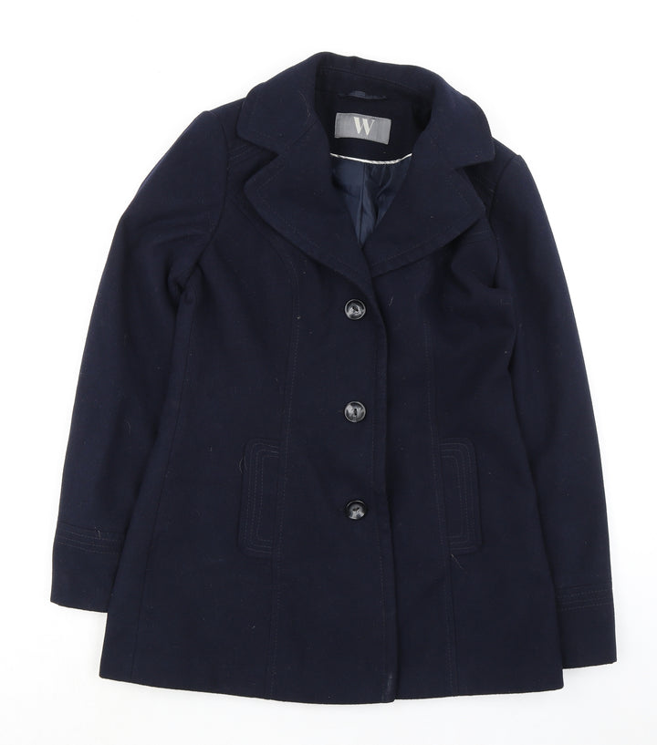 BHS Womens Blue Pea Coat Coat Size 10 Button