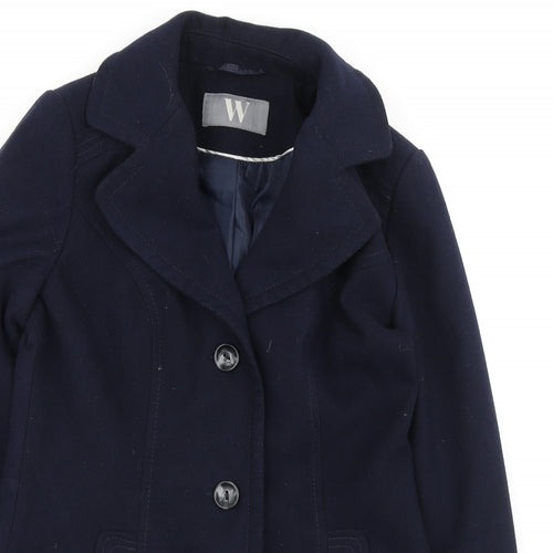 BHS Womens Blue Pea Coat Coat Size 10 Button