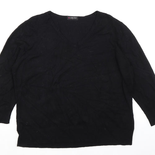 Collection Womens Black V-Neck Viscose Pullover Jumper Size L