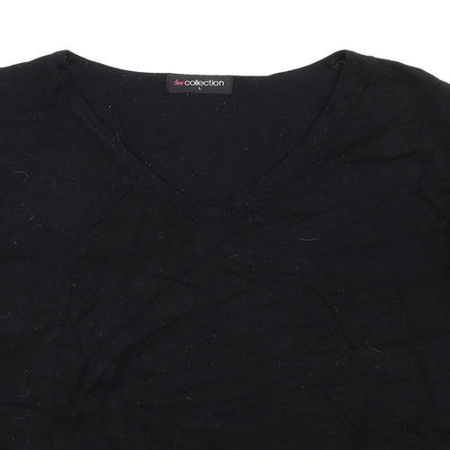 Collection Womens Black V-Neck Viscose Pullover Jumper Size L