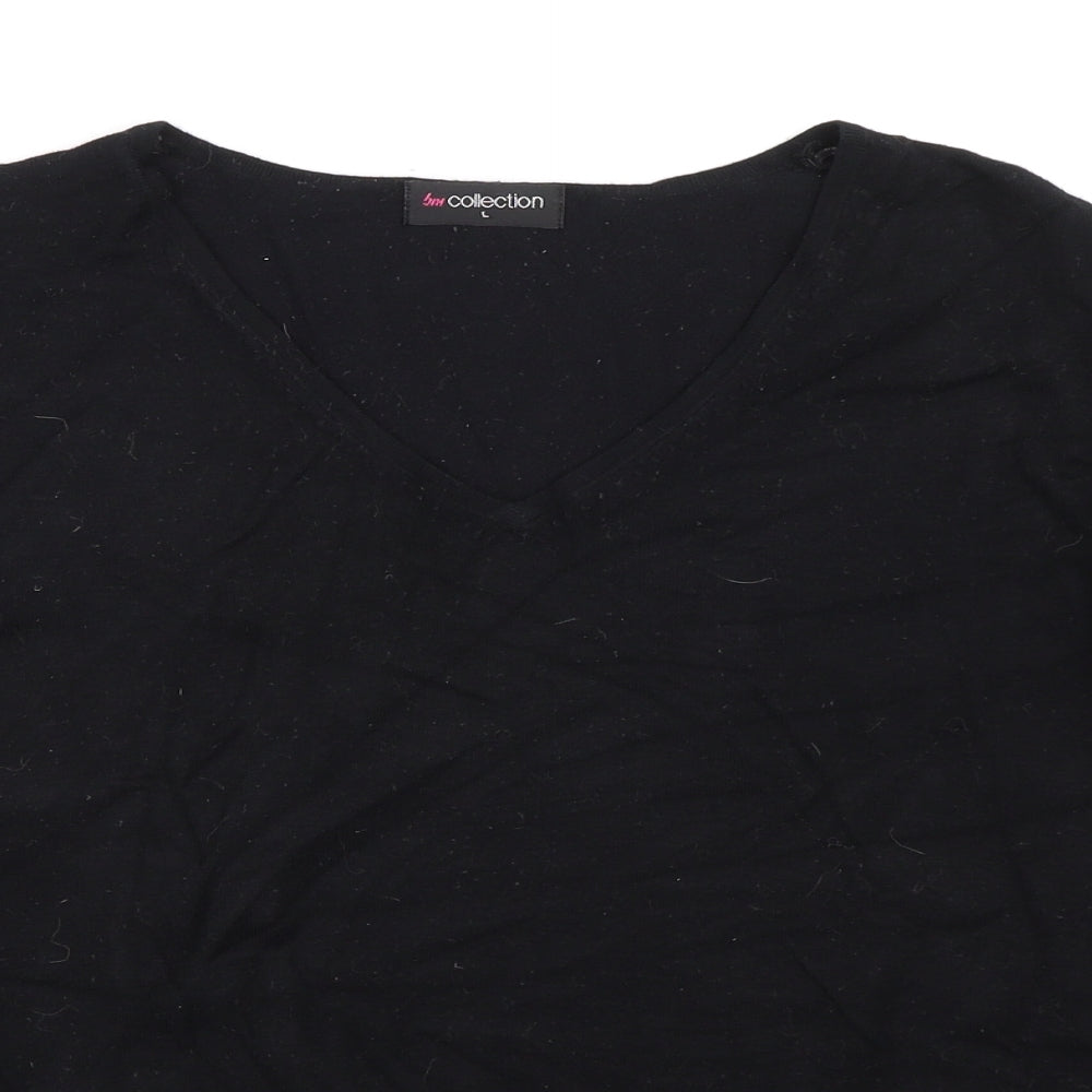 Collection Womens Black V-Neck Viscose Pullover Jumper Size L