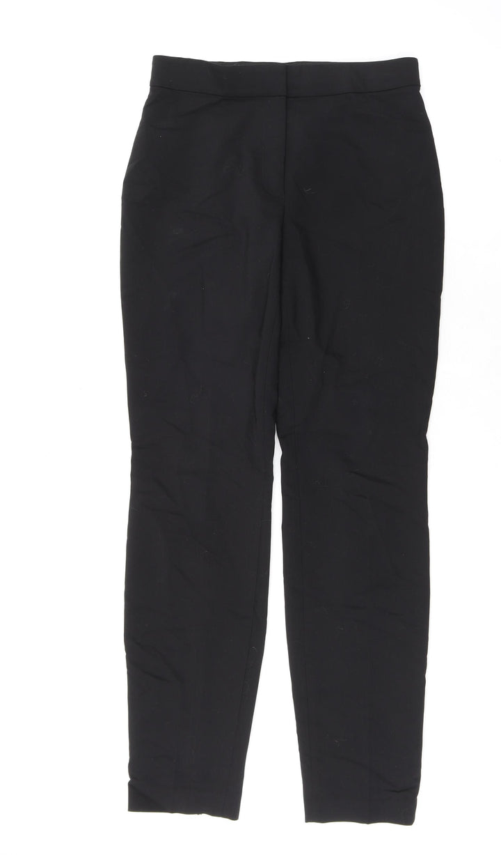 H&M Womens Black Cotton Dress Pants Trousers Size 12 L32 in Regular Zip