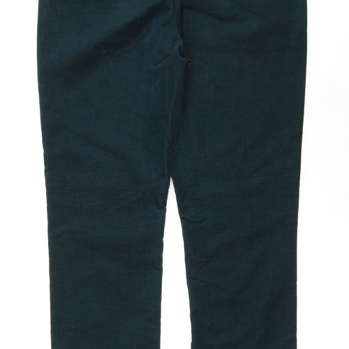 Per Una Womens Green Cotton Trousers Size 10 L30 in Regular Zip