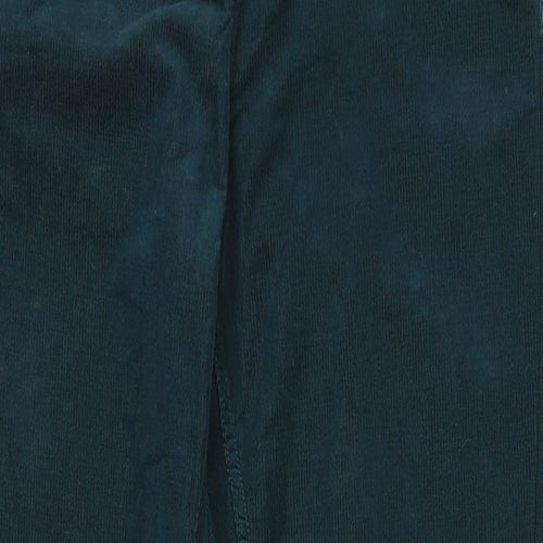 Per Una Womens Green Cotton Trousers Size 10 L30 in Regular Zip