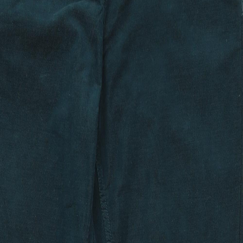 Per Una Womens Green Cotton Trousers Size 10 L30 in Regular Zip