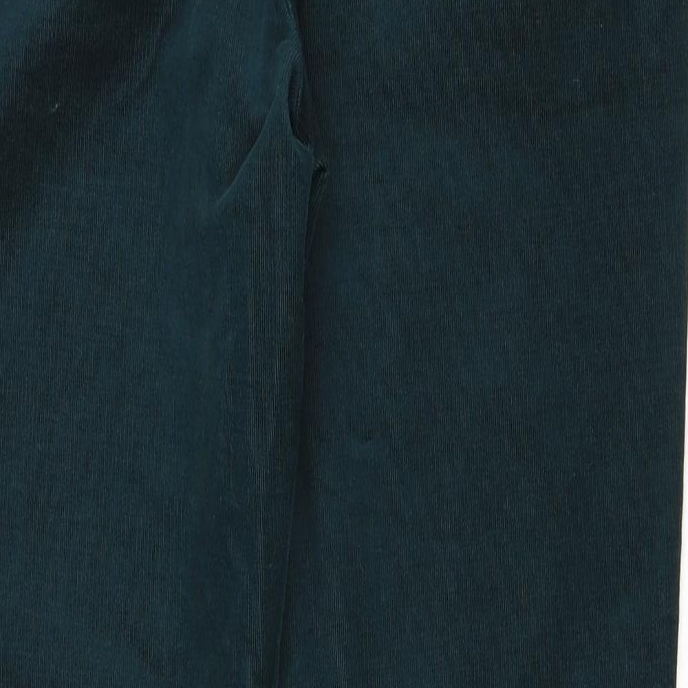 Per Una Womens Green Cotton Trousers Size 10 L30 in Regular Zip
