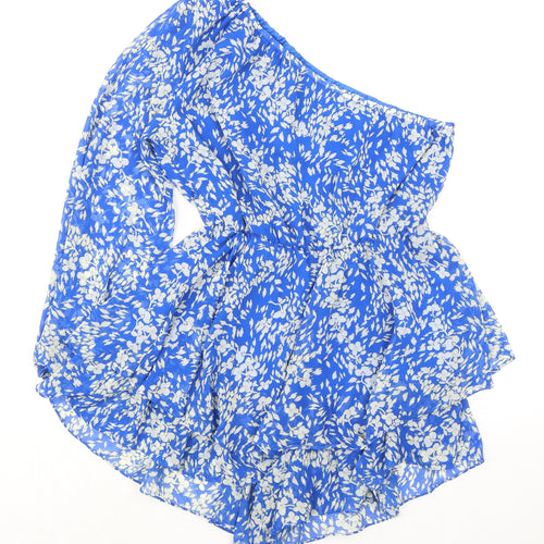 Quiz Womens Blue Floral Polyester Playsuit One-Piece Size 8 Pullover