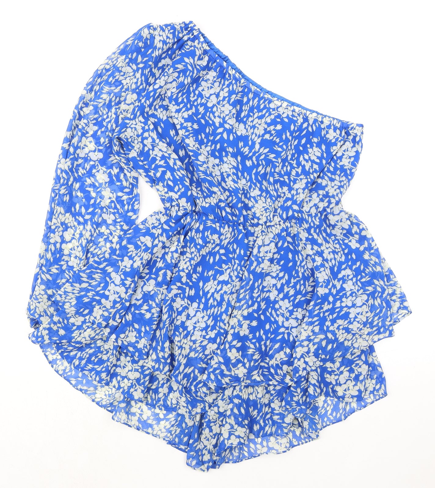 Quiz Womens Blue Floral Polyester Playsuit One-Piece Size 8 Pullover