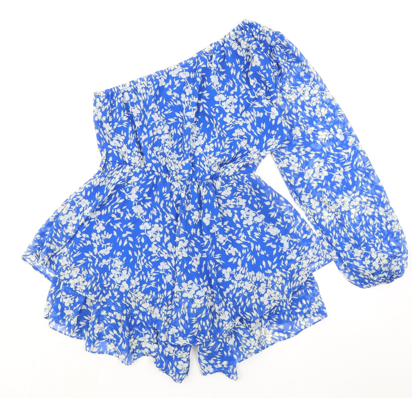 Quiz Womens Blue Floral Polyester Playsuit One-Piece Size 8 Pullover