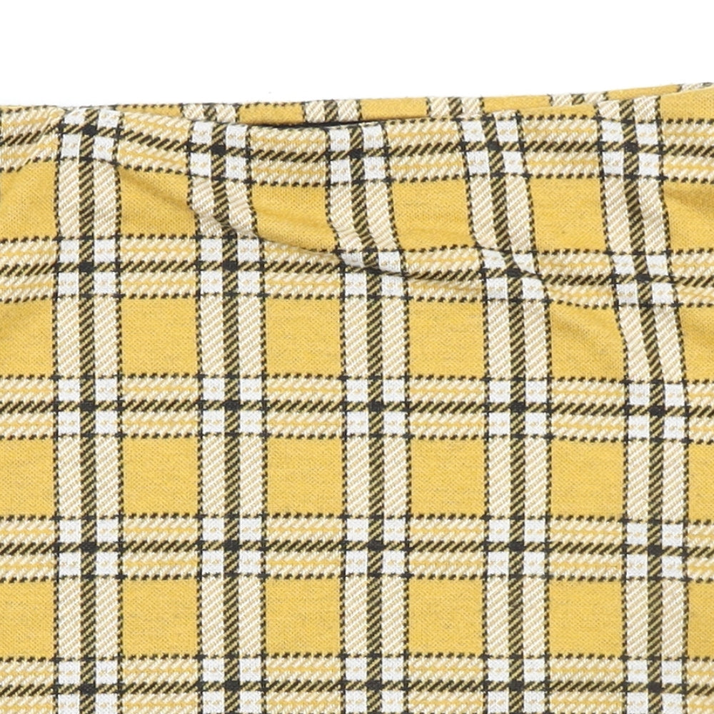 New Look Womens Yellow Plaid Polyester A-Line Skirt Size 10