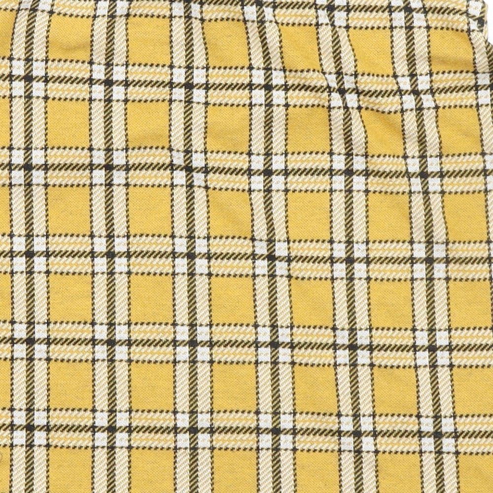 New Look Womens Yellow Plaid Polyester A-Line Skirt Size 10