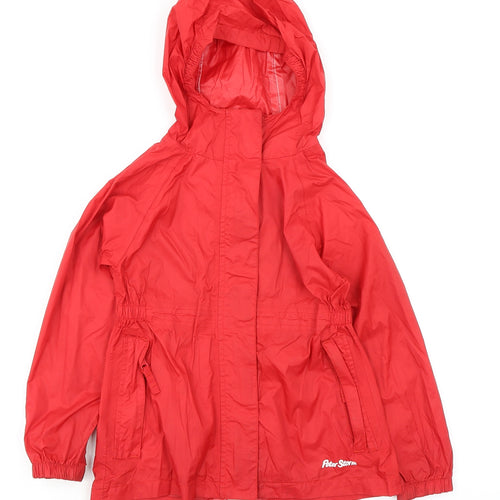 Peter Storm Girls Red Rain Coat Coat Size 5-6 Years Zip