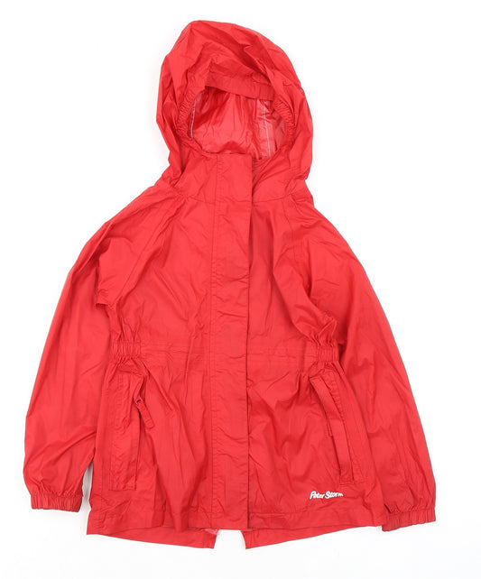 Peter Storm Girls Red Rain Coat Coat Size 5-6 Years Zip