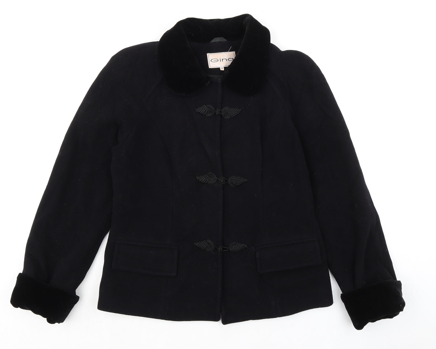 Gina Womens Black Jacket Size 12 Button