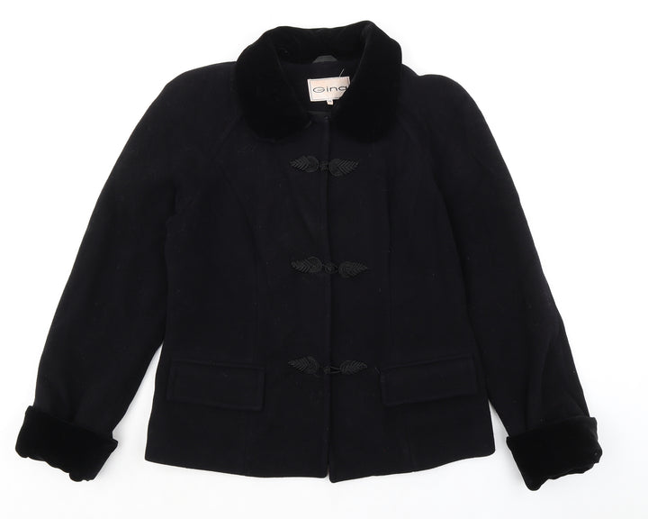 Gina Womens Black Jacket Size 12 Button