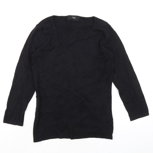NEXT Womens Black Cotton Basic Blouse Size 6 Square Neck