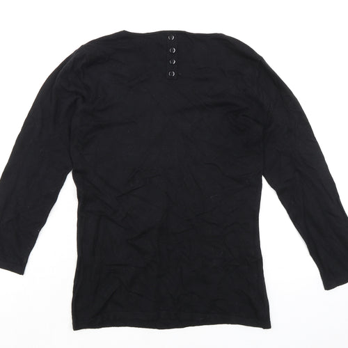 NEXT Womens Black Cotton Basic Blouse Size 6 Square Neck
