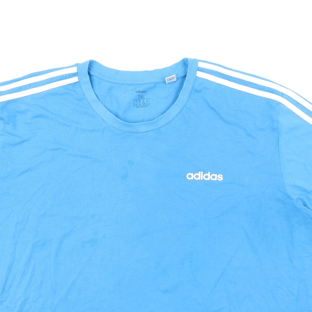 adidas Mens Blue Cotton T-Shirt Size 3XL Crew Neck