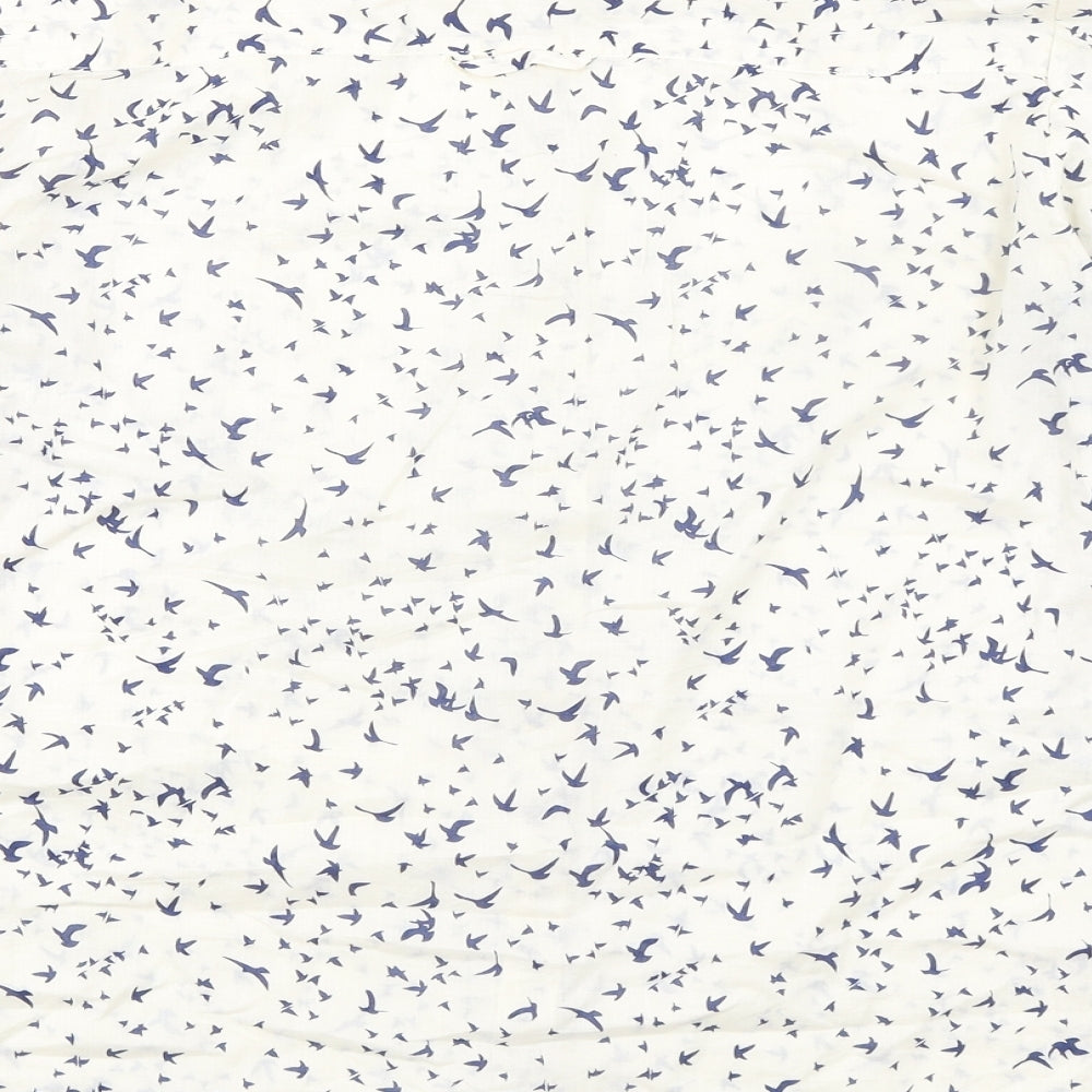 M&Co Womens Ivory Geometric 100% Cotton Basic Blouse Size 12 Collared - Bird pattern