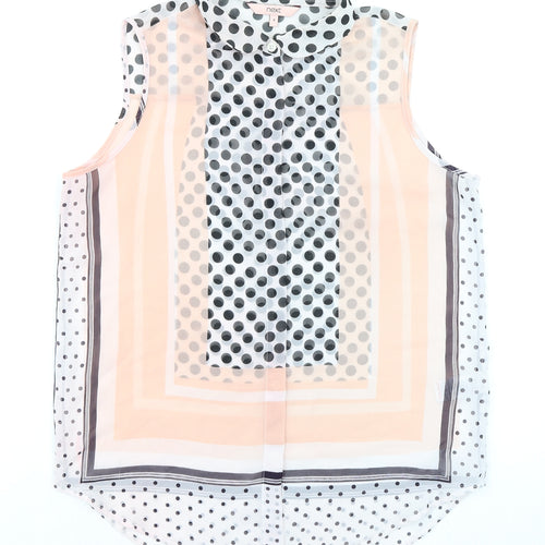 NEXT Womens Multicoloured Polka Dot Polyester Basic Blouse Size 8 Collared