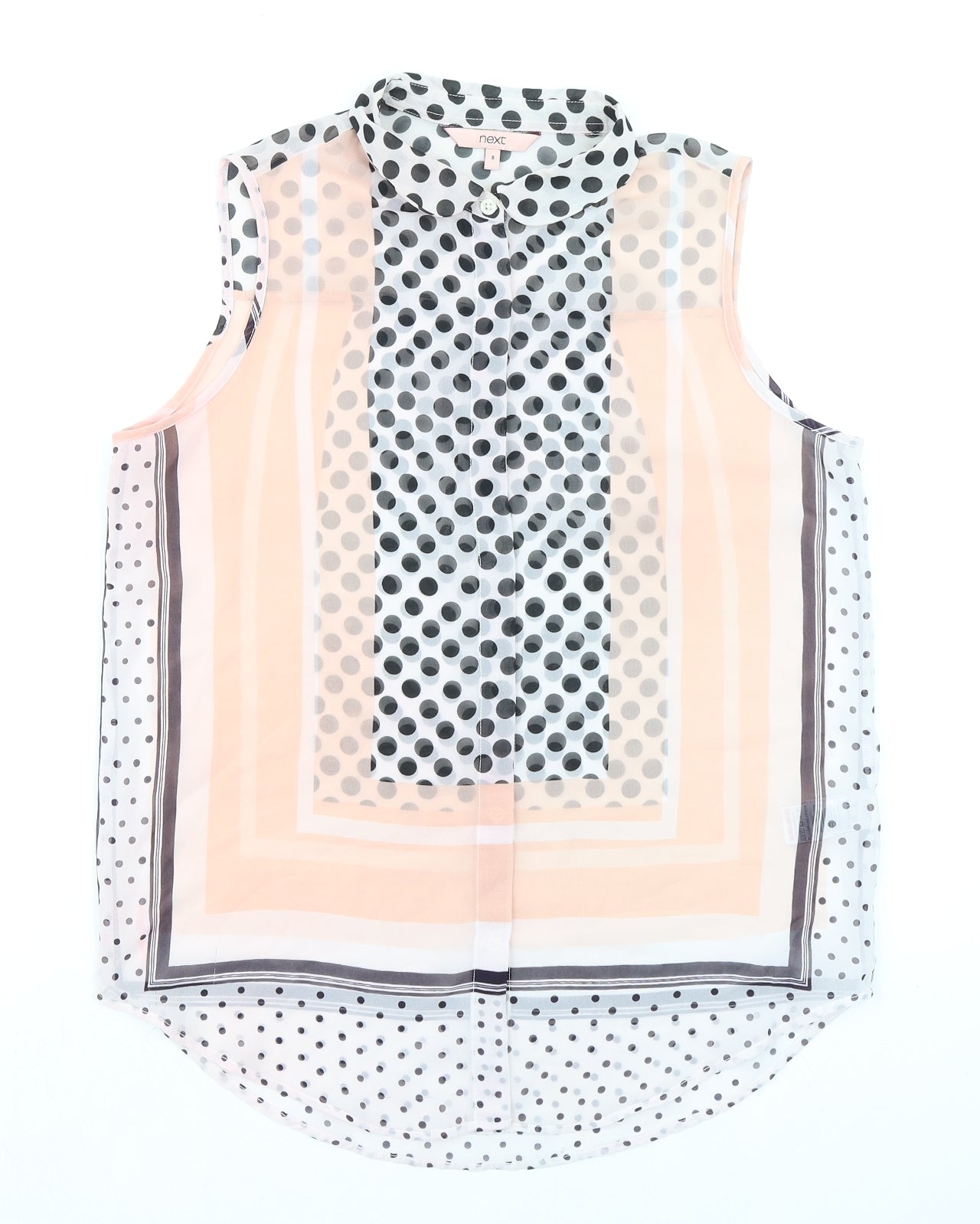 NEXT Womens Multicoloured Polka Dot Polyester Basic Blouse Size 8 Collared