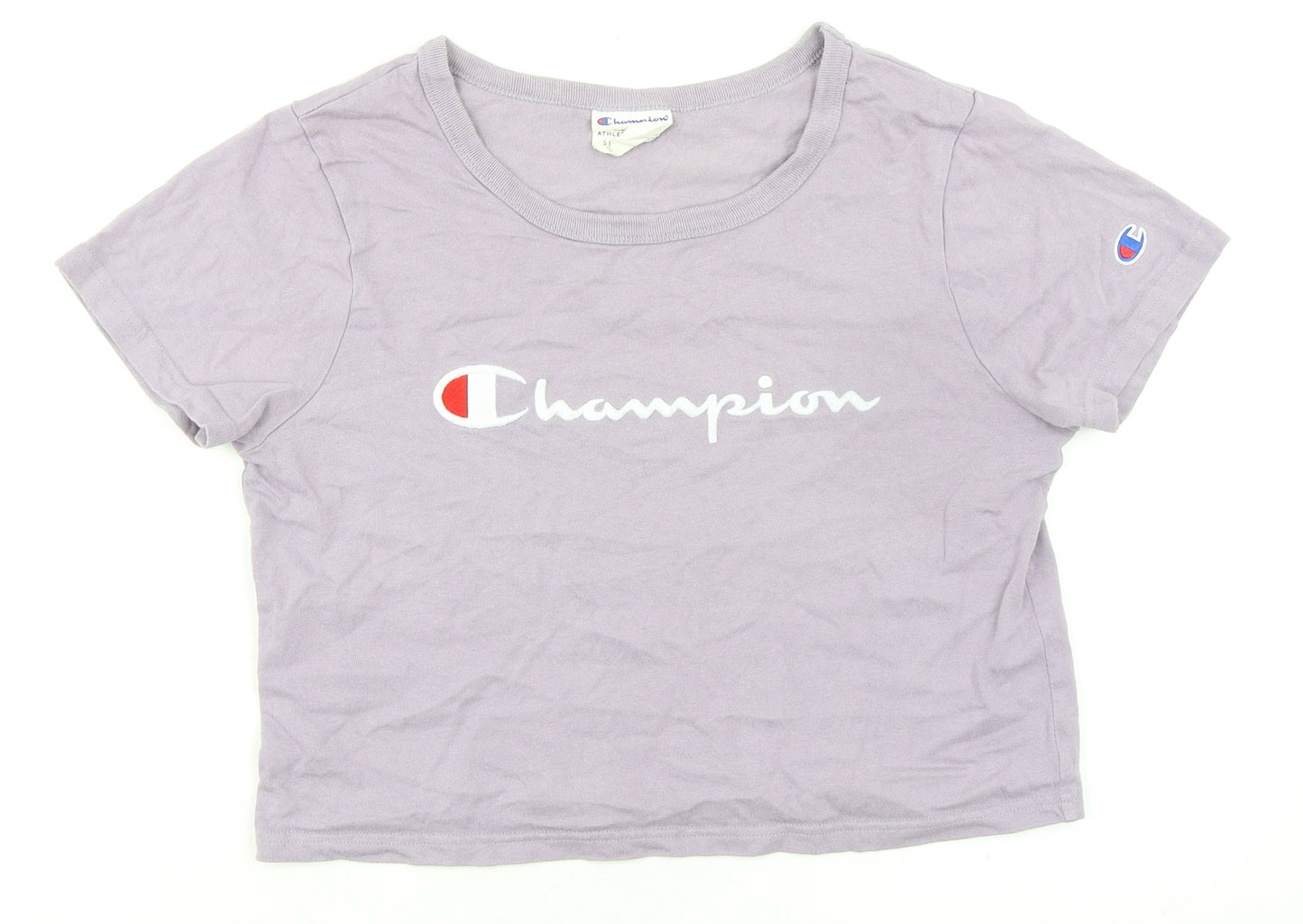 Champion Womens Purple 100% Cotton Basic T-Shirt Size S Round Neck