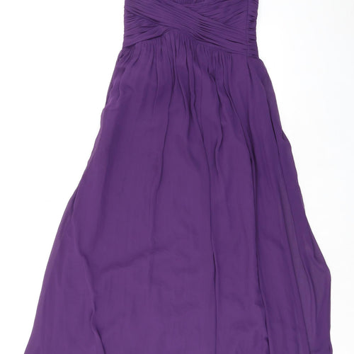 Dessy Womens Purple Polyester Ball Gown Size 8 V-Neck Zip