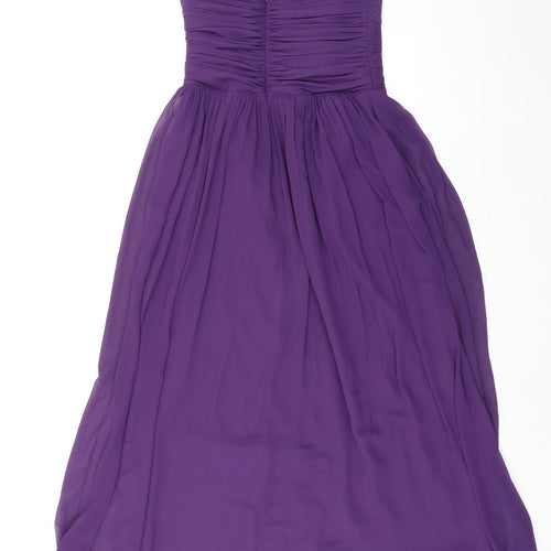 Dessy Womens Purple Polyester Ball Gown Size 8 V-Neck Zip
