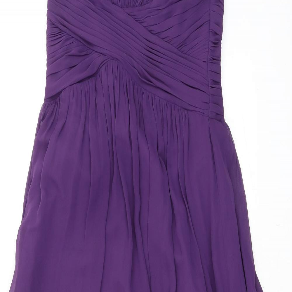 Dessy Womens Purple Polyester Ball Gown Size 8 V-Neck Zip