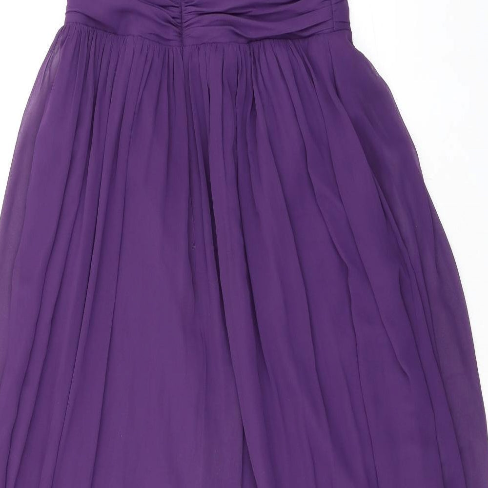 Dessy Womens Purple Polyester Ball Gown Size 8 V-Neck Zip