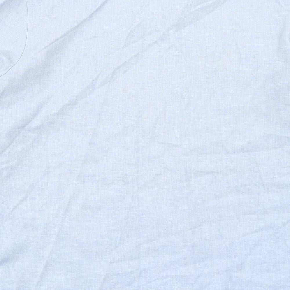Marks and Spencer Womens Blue Polyester Basic Button-Up Size 10 Crew Neck