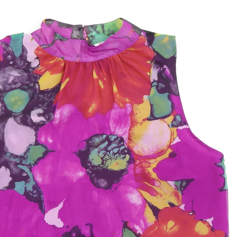 Kaleidoscope Womens Multicoloured Floral Polyester Basic Blouse Size 18 Mock Neck