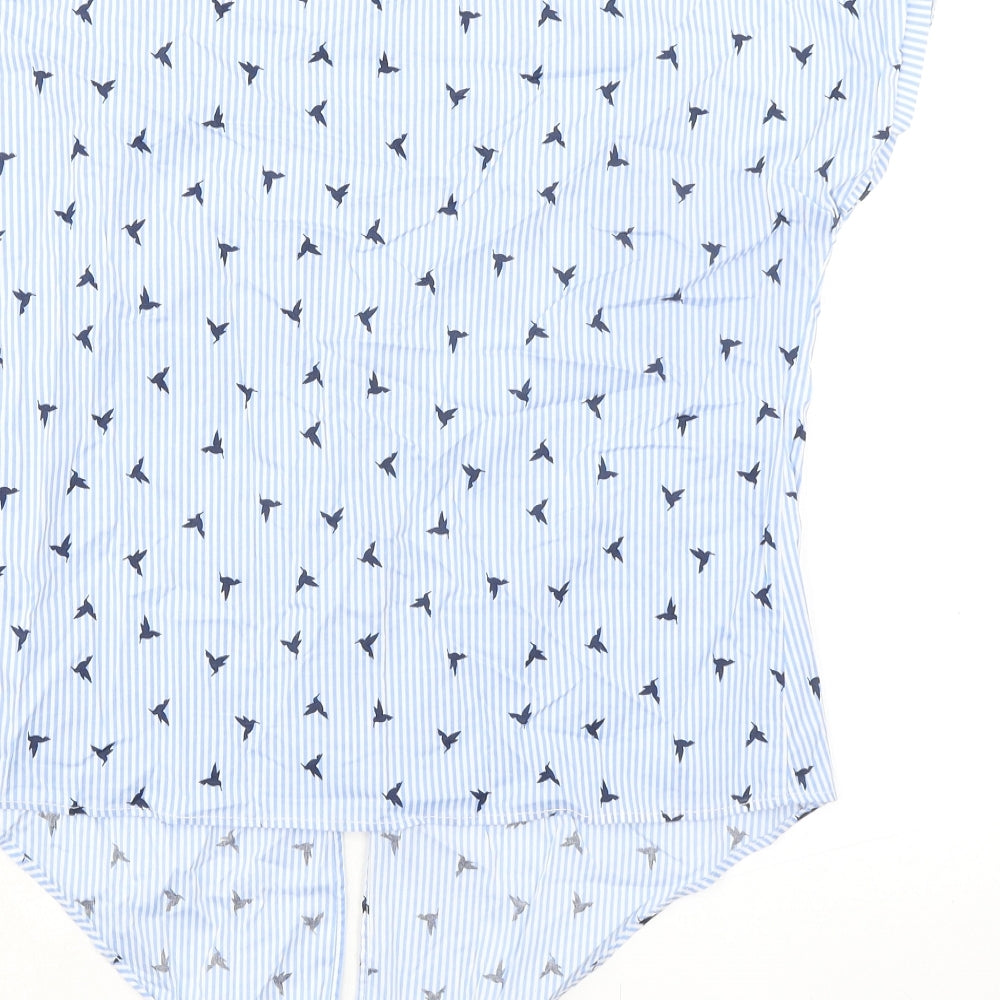 Oasis Womens Blue Geometric Cotton Camisole Blouse Size 12 Collared