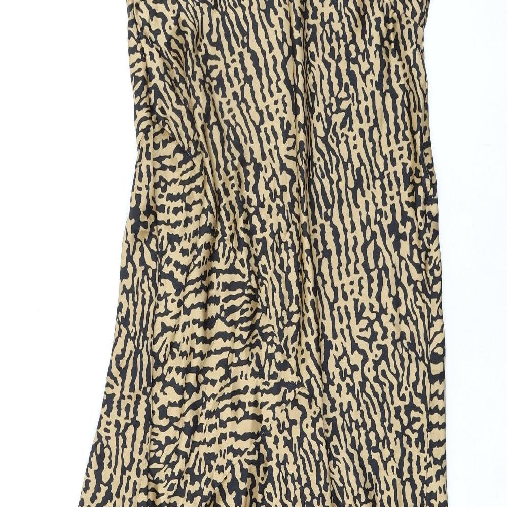 ASOS Womens Beige Geometric Polyester A-Line Size 12 V-Neck Pullover