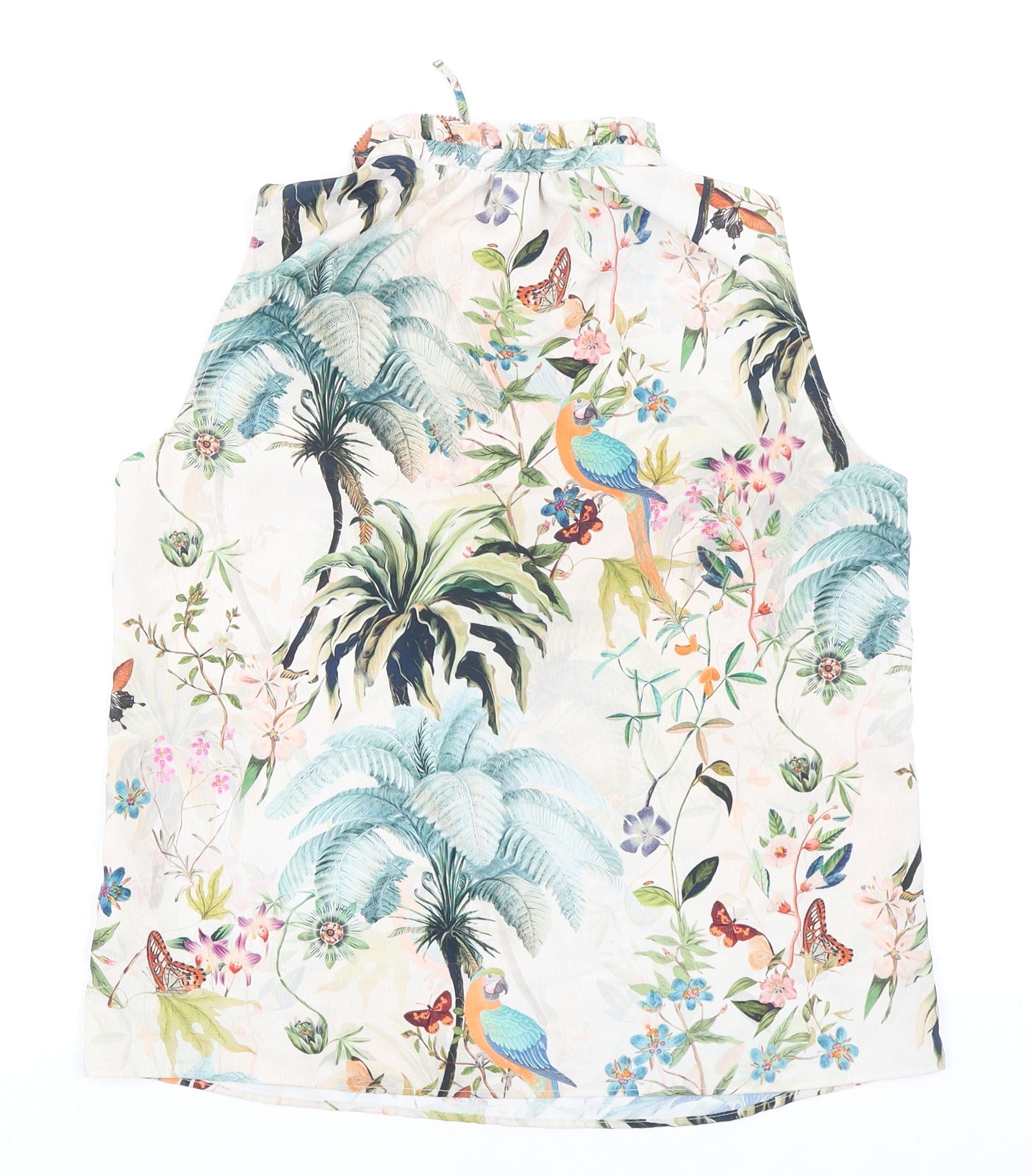 H&M Womens Multicoloured Geometric Polyester Basic Blouse Size 6 Collared